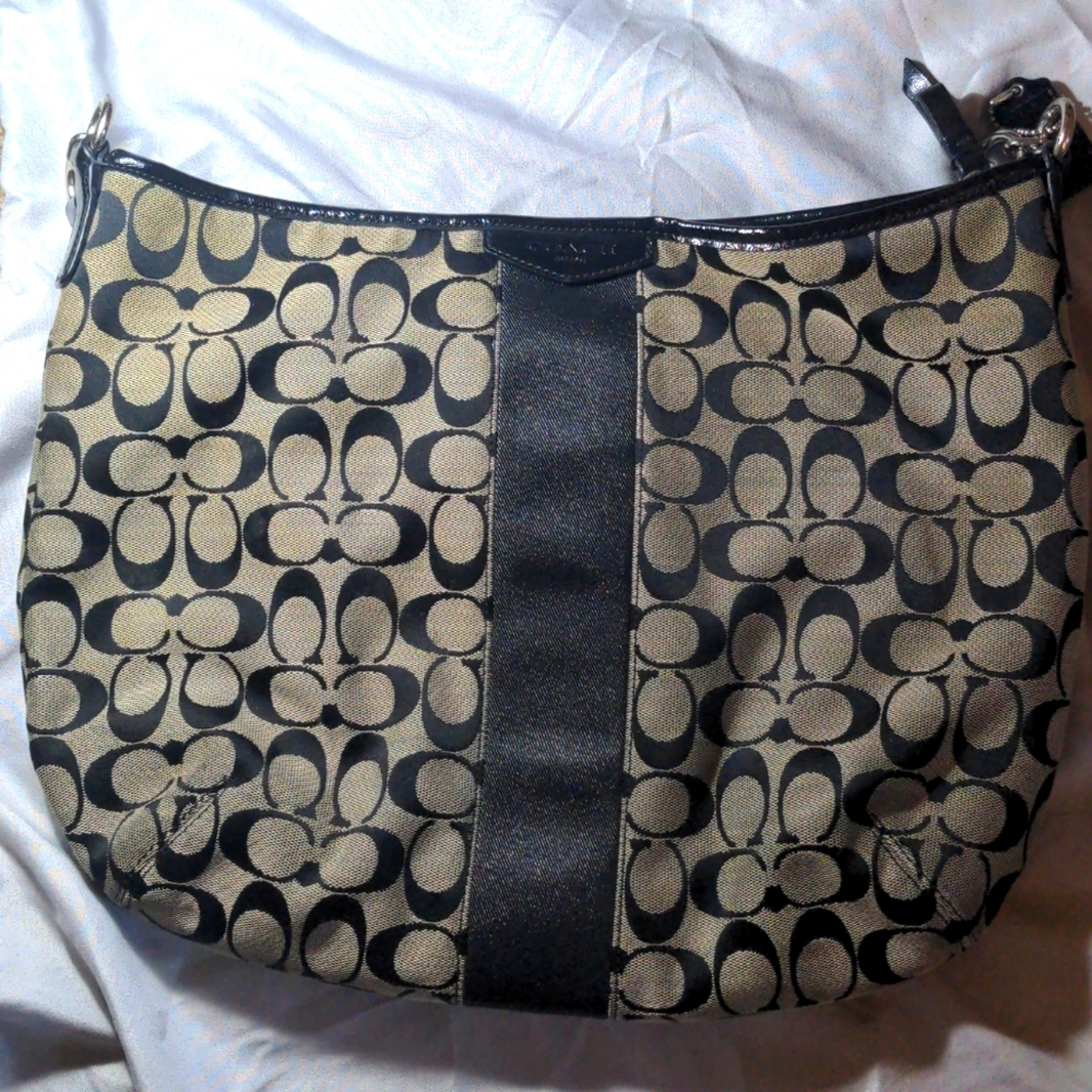 Black Coach Logo Tote Bag